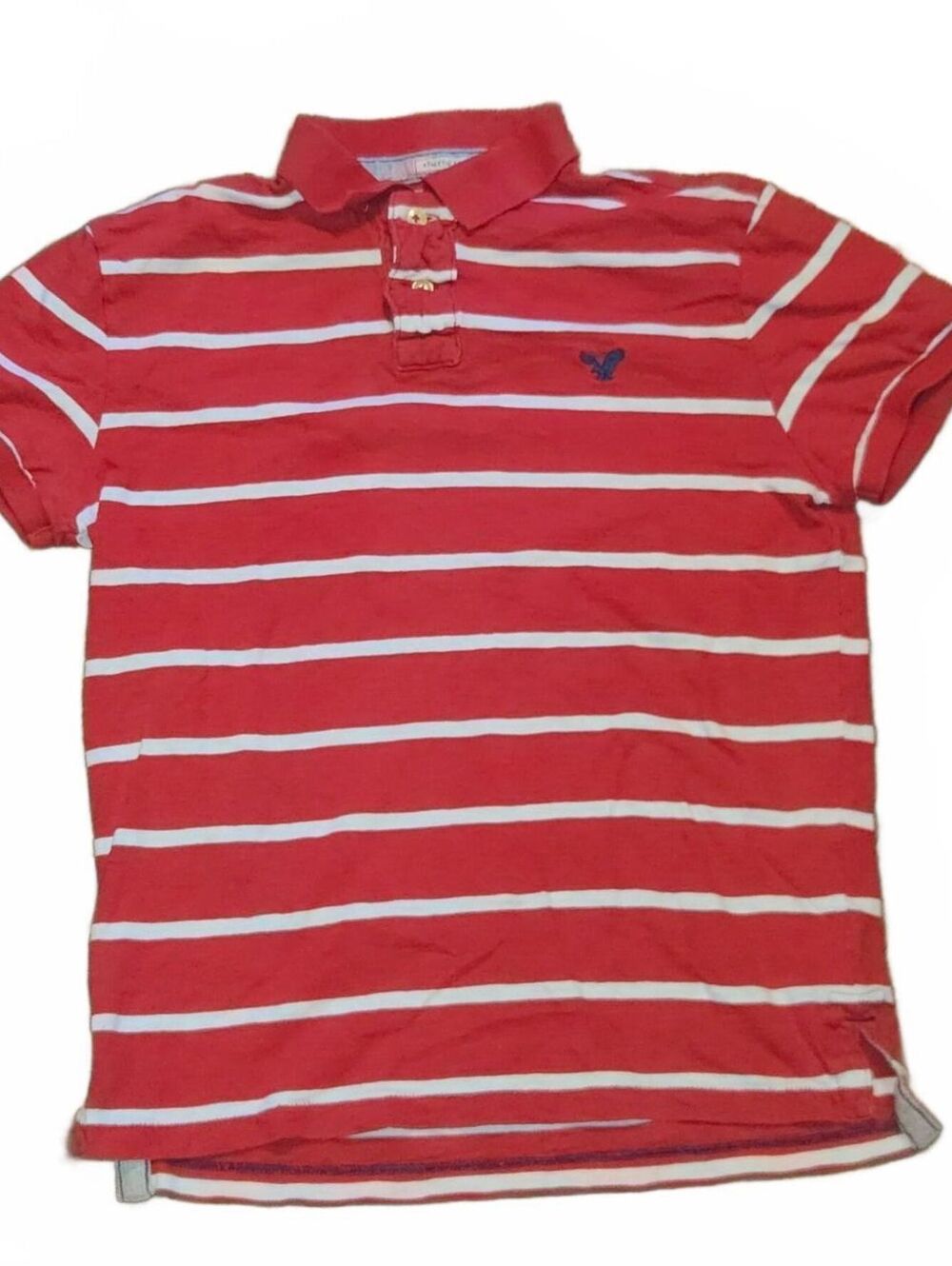 Vintage American Eagle Polo Shirt Men's Small Red White Striped Short Sleeve y2k